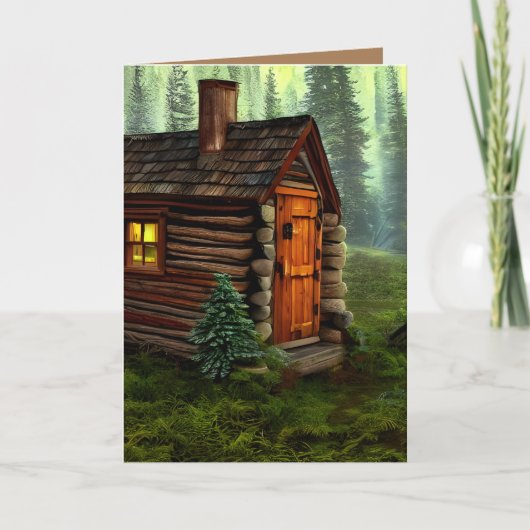 Abstracte Whimsical Little Hunting Cabin Bedankkaart (Voorkant)