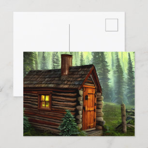Abstracte Whimsical Little Hunting Cabin Briefkaart