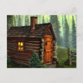 Abstracte Whimsical Little Hunting Cabin Briefkaart (Voorkant)