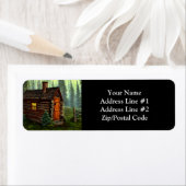 Abstracte Whimsical Little Hunting Cabin Etiket (Insitu)