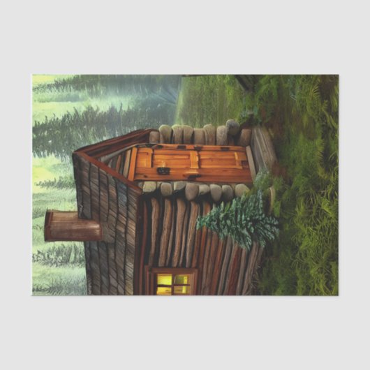Abstracte Whimsical Little Hunting Cabin Tissuepapier (Voorkant)