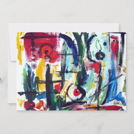 Abstracte whimsy-uitnodiging voor kleuren kaart (Voorkant)