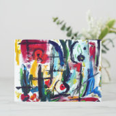 Abstracte whimsy-uitnodiging voor kleuren kaart (Staand voorkant)