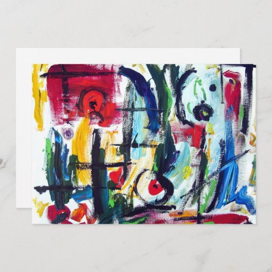 Abstracte whimsy-uitnodiging voor kleuren kaart (Voorkant / Achterkant)