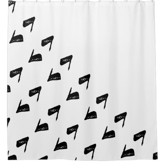 Abstracte Whimsy Whale Zwart-Wit Douchegordijn (Voorkant)