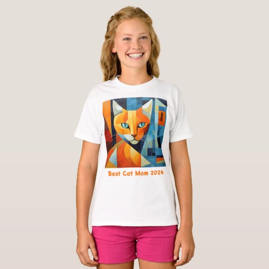 Abstracte Whiskers: Beste kat mam T-shirt (Voorkant volledig)