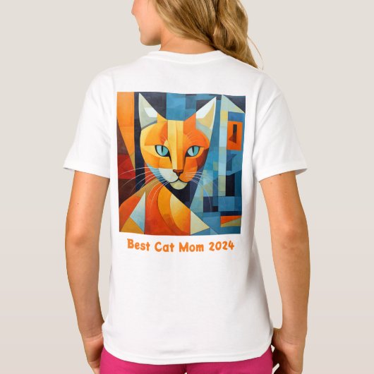 Abstracte Whiskers: Beste kat mam T-shirt (Achterkant)