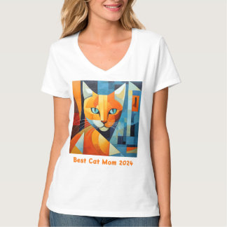 Abstracte Whiskers: Beste kat mam T-shirt