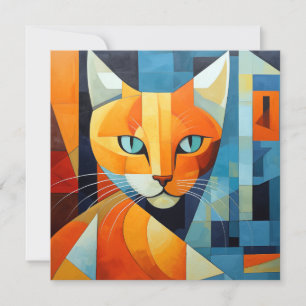 Abstracte Whiskers: Oranje kat Feestdagenkaart