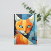Abstracte Whiskers: Oranje kat Feestdagenkaart (Staand voorkant)