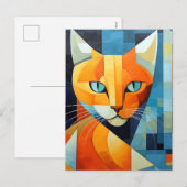 Abstracte Whiskers: Oranje kat Feestdagenkaart (Voorkant / Achterkant)