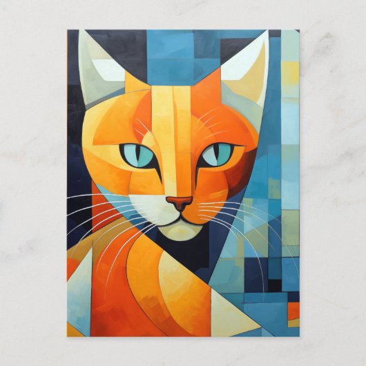 Abstracte Whiskers: Oranje kat Feestdagenkaart (Voorkant)