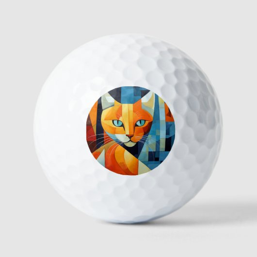 Abstracte Whiskers: Oranje kat Golfballen (Voorkant)