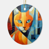 Abstracte Whiskers: Oranje kat Keramisch Ornament (Links)