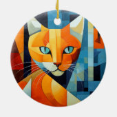 Abstracte Whiskers: Oranje kat Keramisch Ornament (Achterkant)