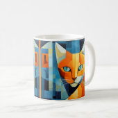 Abstracte Whiskers: Oranje kat Koffiemok (Voorkant rechts)