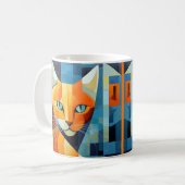 Abstracte Whiskers: Oranje kat Koffiemok (Voorkant links)