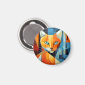 Abstracte Whiskers: Oranje kat Magneet (Voorkant / Achterkant)
