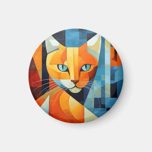 Abstracte Whiskers: Oranje kat Magneet (Voorkant)