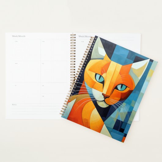 Abstracte Whiskers: Oranje kat Planner (Display)