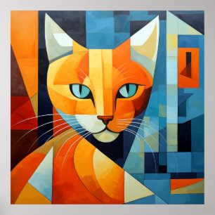 Abstracte Whiskers: Oranje kat Poster