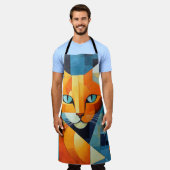 Abstracte Whiskers: Oranje kat Schort (Gedragen)
