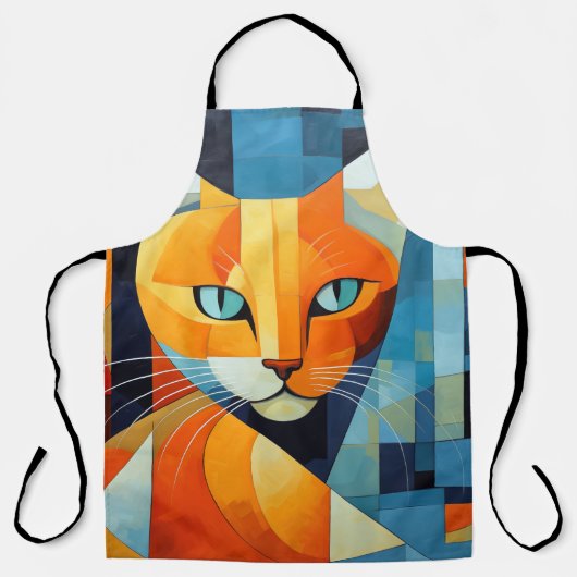 Abstracte Whiskers: Oranje kat Schort (Voorkant)
