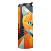 Abstracte Whiskers: Oranje kat Thermosbeker (Gedraaid links)