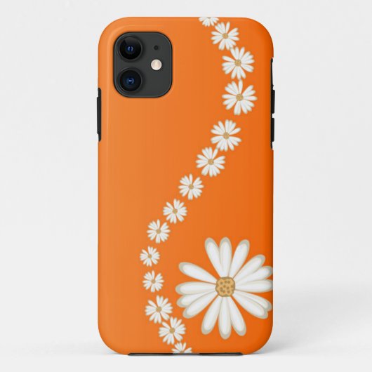 Abstracte White Daisies op Oranje iPhone 5 Hoesje (Achterkant)