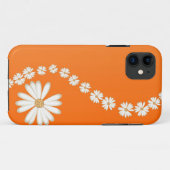 Abstracte White Daisies op Oranje iPhone 5 Hoesje (Achterkant (horizontaal))