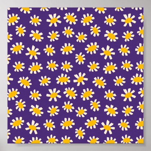 Abstracte White en Yellow Flowers Art Poster (Voorkant)