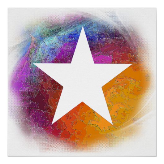 Abstracte White Star Poster (Voorkant)