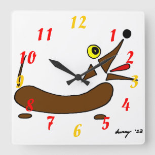 Abstracte Wiener Dog Clock Vierkante Klok