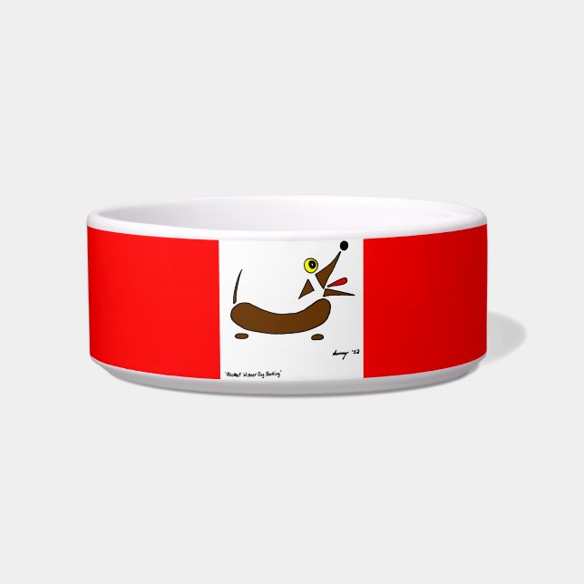 Abstracte Wiener Dog Pet Bowl Voerbakje (Voorkant)