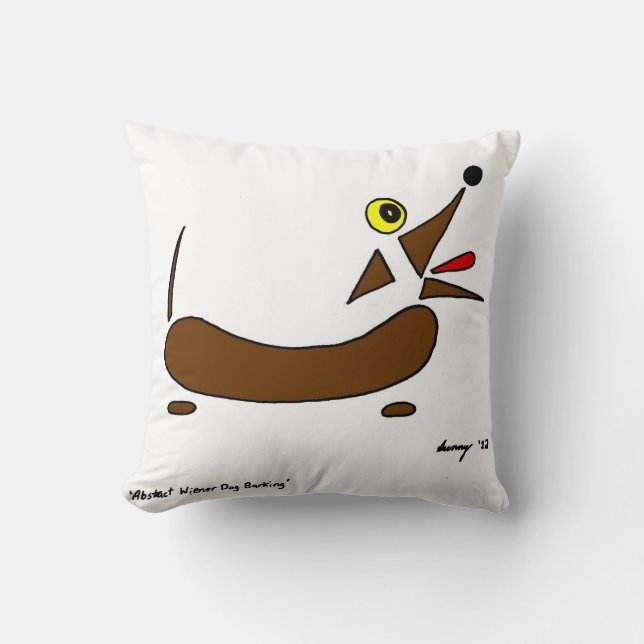 Abstracte Wiener Dog Pillow - zwart Kussen (Voorkant)