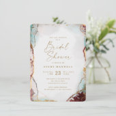 Abstracte Wijn Rode Aqua & Goud Winter Vrijgezelle Kaart (Staand voorkant)