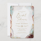 Abstracte Wijn Rode Aqua & Goud Winter Vrijgezelle Kaart (Voorkant)