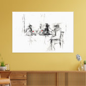 Abstracte wijndiner scene - canvas afdruk (Insitu (Woonkamer))