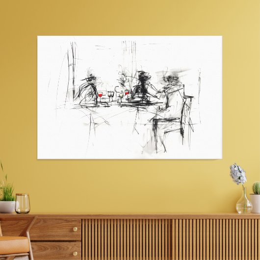 Abstracte wijndiner scene - canvas afdruk (Insitu (Woonkamer))