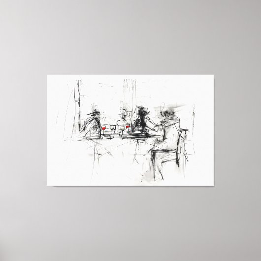 Abstracte wijndiner scene - canvas afdruk (Voorkant)