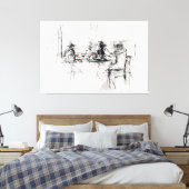 Abstracte wijndiner scene - canvas afdruk (Insitu (Slaapkamer))