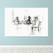 Abstracte wijndiner scene - canvas afdruk (Insitu (Houten vloer))