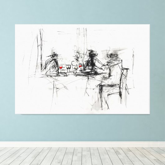 Abstracte wijndiner scene - canvas afdruk (Insitu (Houten vloer))