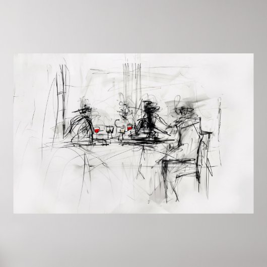 Abstracte wijndiner scene - poster (Voorkant)