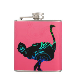 Abstracte wijnfles van struisvogels heupfles