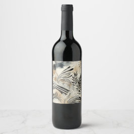 abstracte wijnlabels met bladeren wijn etiket
