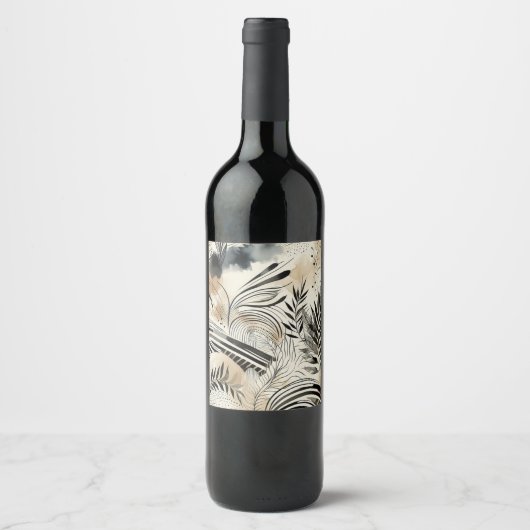 abstracte wijnlabels met bladeren wijn etiket (Voorkant)