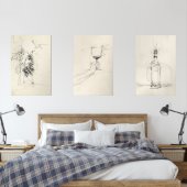 Abstracte wijntriptiek - muurkunst sets (Slaapkamer)