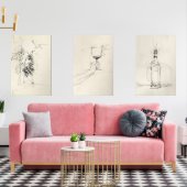 Abstracte wijntriptiek - muurkunst sets (Woonkamer)