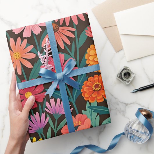Abstracte Wilde Bloemen Monarchen Inpakpapier (Geschenken)